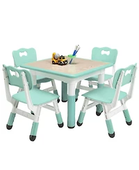 gaomon Height Adjustable Kids Table and 4 Chairs Set Toddler Activity Furniture for Ages 2-10
