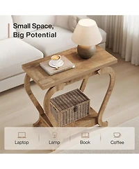 Slickblue 2-Tier Narrow End Table with Storage Shelves