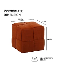 sumyeg Square Corduroy Ottoman Footrest with Woven Design for Living Room Seating