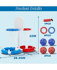 Gnuadz 2-in-1 Pool Basketball Hoop Ring Toss Game Floating