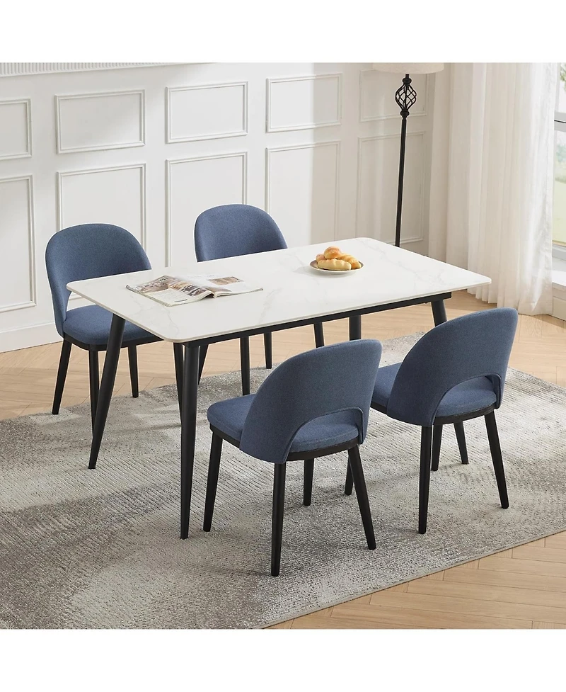 gaomon Upholstered Dining Chairs Set of 4, Modern Fabric Dining Room Chairs with High Back and Deep Seat, Wooden Legs Kitchen Chairs for Dining Room