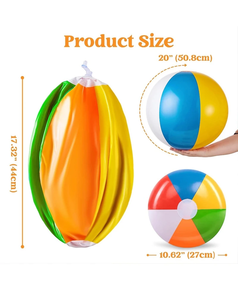 Gnuadz 4-pack 20" Beach Balls Inflatable Pool Party Supplies Decorations