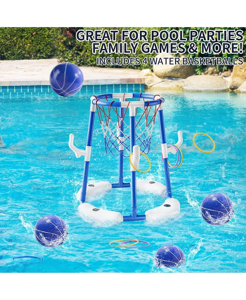 Gnuadz 2-in-1 Pool Basketball Hoop Floating Game Set