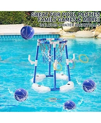 Gnuadz 2-in-1 Pool Basketball Hoop Floating Game Set