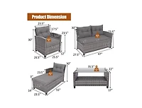 Mondawe Patio Rattan Furniture Set with Cushion and Table Shelf