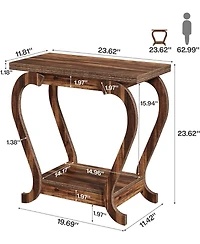 Tribesigns End Table,Narrow Wood Side Table with Storage Shelves,2-Tier Bedside Accent Furniture for Living Room,Small Spaces,Bedroom