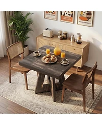 Tribesigns 31.5" Square Dining Table for 4, Small Space Kitchen Table with Pedestal Base, Farmhouse Wood Tables