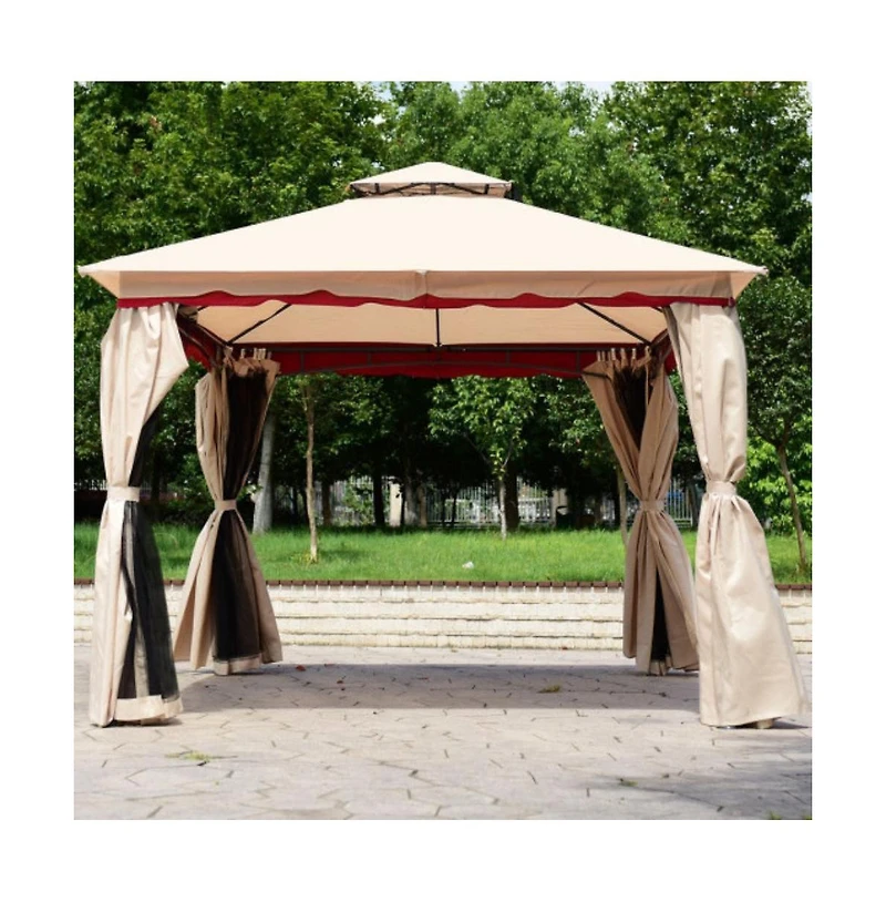 Slickblue 13x10 Feet Outdoor Gazebo Canopy with Steel Frame and Netting