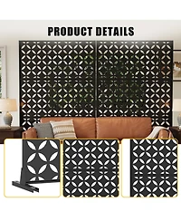 gaomon Freestanding Metal Privacy Screen Room Divider for Indoor Outdoor Patio Garden Balcony
