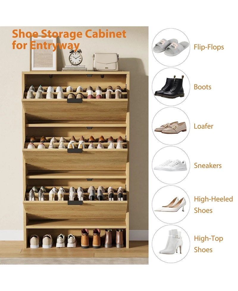 gaomon 3 Flip Freestanding Shoe Organizer Drawers Shoe Storage Cabinet Shoe Cabinet for Entryway