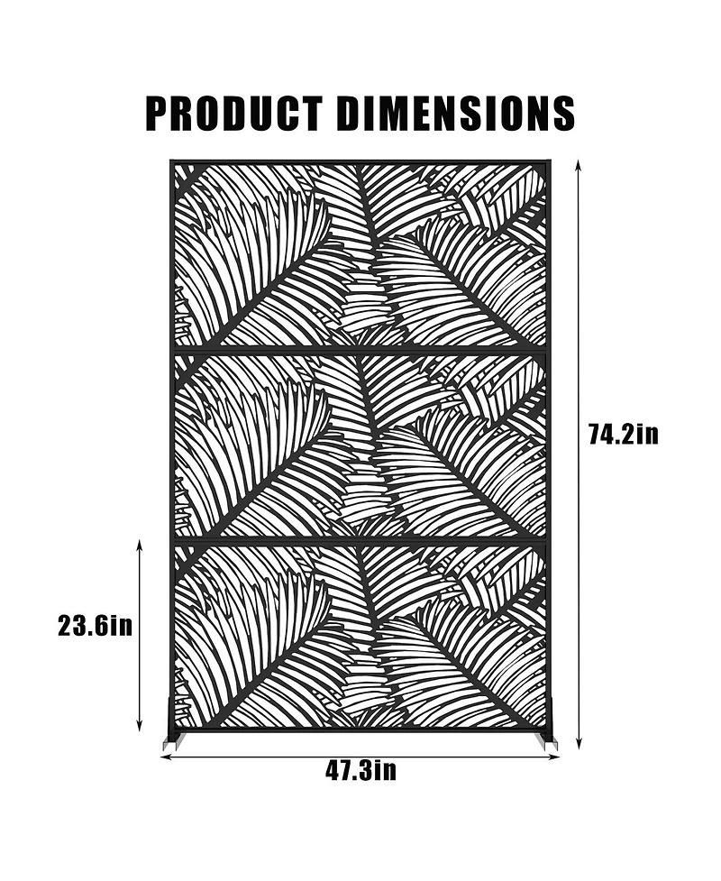 gaomon Freestanding Metal Privacy Screen Chevron Pattern Indoor Outdoor Partition