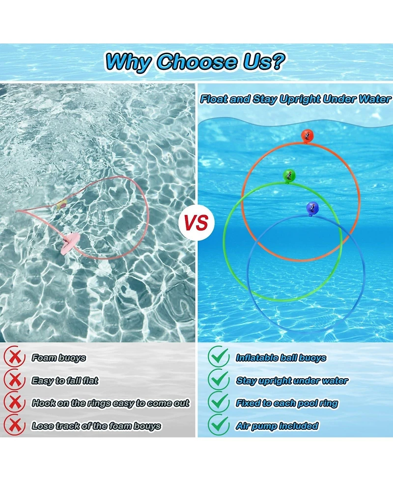 Gnuadz Pools Diving Rings Swim Thru Game Underwater Treasures Torpedo Bandits Fish Fun Water Swimming Teens Adults