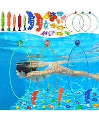 Gnuadz Pools Diving Rings Swim Thru Game Underwater Treasures Torpedo Bandits Fish Fun Water Swimming Teens Adults