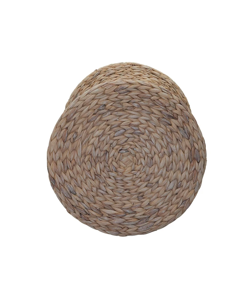 Household Essentials Handwoven Water Hyacinth Wicker Stool with Hourglass Shape, Wash Finish