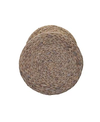 Household Essentials Handwoven Water Hyacinth Wicker Stool with Hourglass Shape, Wash Finish