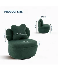 gaomon 360degree(s) Swivel Accent Chair with Storage,Comfy Armchair Teddy Velvet with Upholstered Cushion for Makeup Room, Bedroom, Apartment