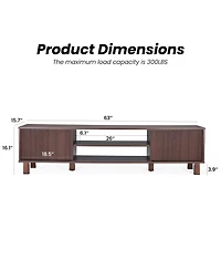 Rainsken Modern Fluted Tv Stand for Up to 70'' Tvs, with Storage and Open Shelves, TV Console with Adjustable Shelves, for Living Room Bedroom