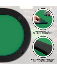 homfan 71" Collapsible Oval Poker Table for 8 Casino-Style Game Table with Padded Rails and Cup Holders, Folding Legs for Texas Holdem or Blackjack