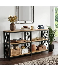 Tribesigns 70.9" Industrial Console Table with Storage Shelves, 3-Tier Entryway Sofa Table for Living Room or Hallway