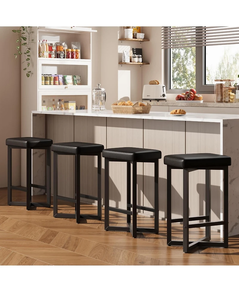 gaomon Set of 4 Pu Leather Backless Bar Stools