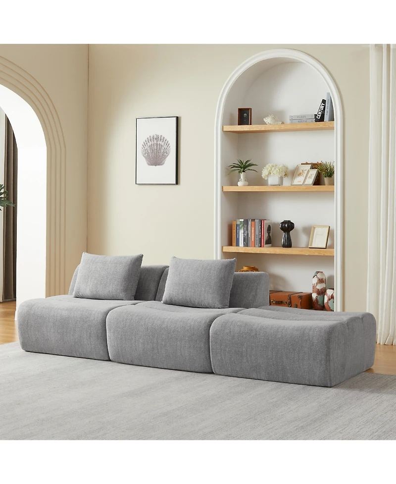 Sailvan Oversized 3 Seater Compressed Sofa with Chenille Fabric, No Assembly, Space-Saving