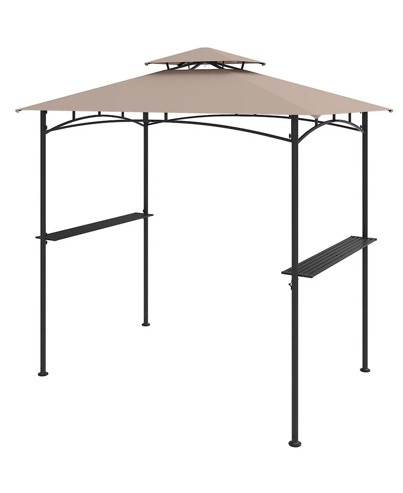 Sugift 8 x 5 Outdoor Grill Gazebo with 2 Shelves 6 Hanging Hooks and Metal Frame