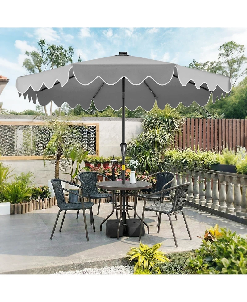 Sugift 9 ft Solar Led Outdoor Patio Umbrella with 32 Lights and Sandbag Base