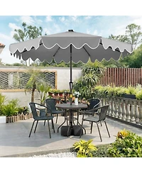 Sugift 9 ft Solar Led Outdoor Patio Umbrella with 32 Lights and Sandbag Base