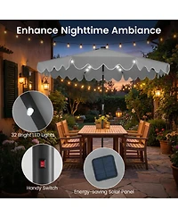 Sugift 9 ft Solar Led Outdoor Patio Umbrella with 32 Lights and Sandbag Base