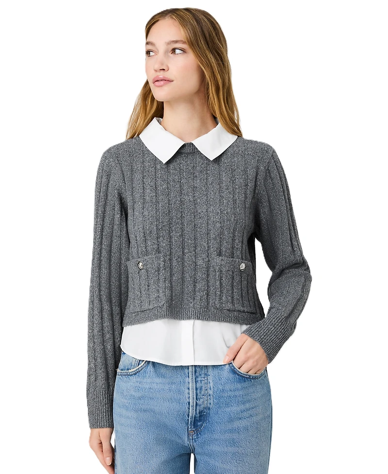 French Connection Women's Collared Keyhole Long-Sleeve Top