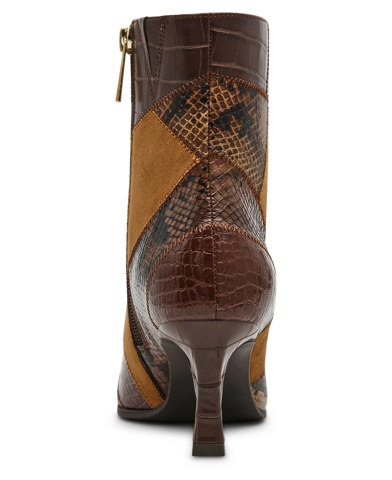 Anne Klein Women's Cosia Patchwork Pointed Toe Heeled Dress Booties