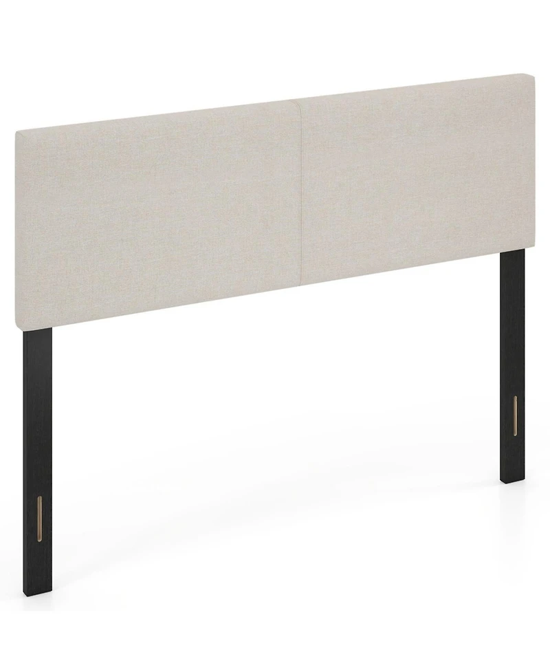 Slickblue Queen Upholstered Headboard with Vertical Quilted Linen Panel