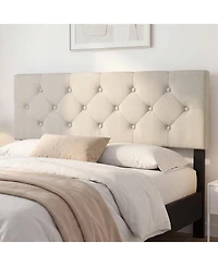 Slickblue Queen Upholstered Headboard with Tufted Linen Fabric
