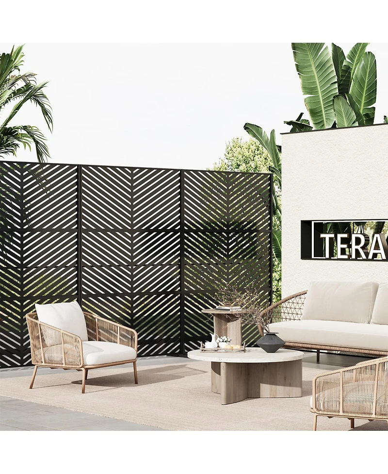 gaomon Freestanding Metal Privacy Screen Diagonal Pattern Room Divider for Indoor Outdoor Patio Garden Deck Balcony