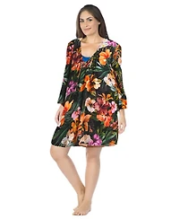 La Blanca Plus Tropical Hideaway Lace-Front Swim Cover-Up Tunic Dress