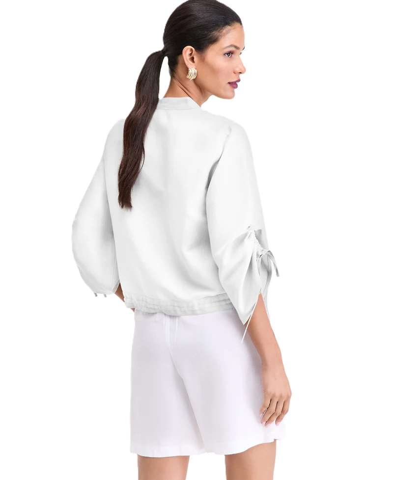 I.n.c. International Concepts Women's Tie-Sleeve Chambray Tie-Waist Blouse, Macy's Exclusive
