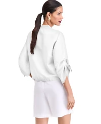 I.n.c. International Concepts Women's Tie-Sleeve Chambray Tie-Waist Blouse, Macy's Exclusive