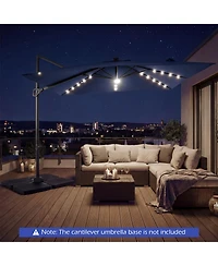 Sugift 10 feet Solar Led Cantilever Patio Umbrella for Pool Deck with 32 Lights