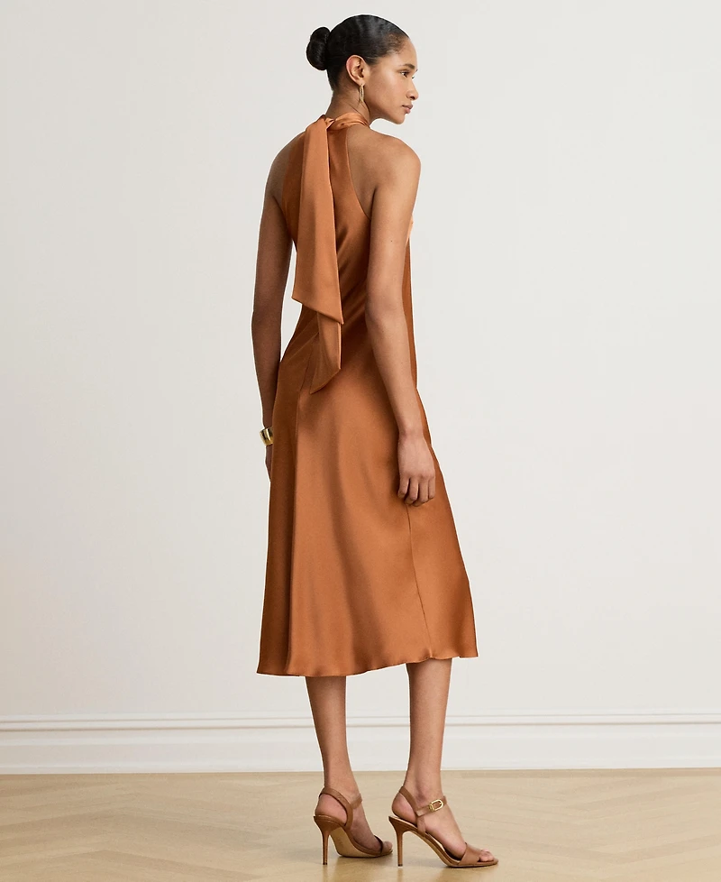 Lauren Ralph Women's Tie-Back Charmeuse Halter Cocktail Dress