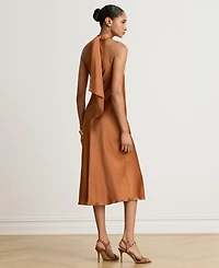 Lauren Ralph Women's Tie-Back Charmeuse Halter Cocktail Dress