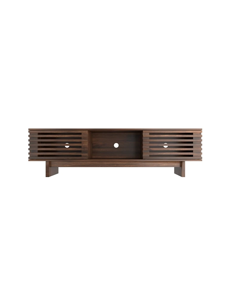 homfan 55/63 Inch Tv Stand, Farmhouse Tv Stand with Louvered Door, Mid Century Entertainment Center with Storage