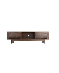 homfan 55/63 Inch Tv Stand, Farmhouse Tv Stand with Louvered Door, Mid Century Entertainment Center with Storage