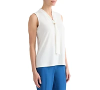Kasper Women's Embellished-Tie-Neck Sleeveless Top
