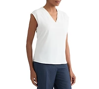 Kasper Women's Pleat-Neck Sleeveless Blouse