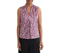 Kasper Women's Printed V-Neck Inverted-Pleat Blouse