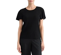 Kasper Women's Crewneck Flutter-Sleeve Rib-Knit Sweater