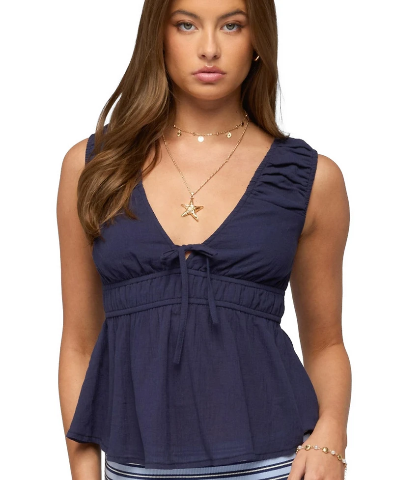 Edikted Women's Bertha V Neck Babydoll Top