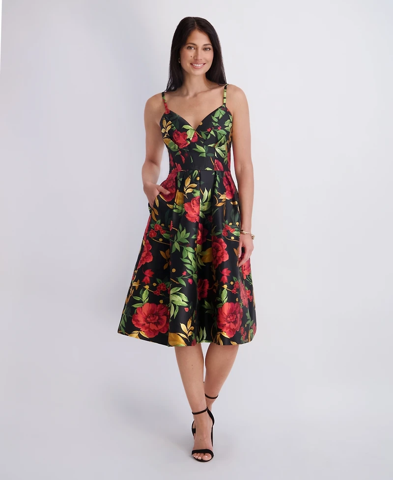 Siena Women's Printed Sweetheart Neck Dress