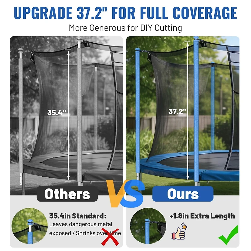 Yescom 12 Pcs Trampoline Pole Foam Sleeves, 1.26 Inch Inner Diameter Outdoor Pvc Trampoline Pole Covers, Customizable Trampoline Spring Protectors