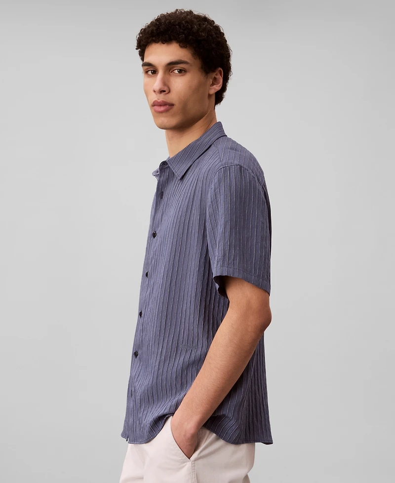 Calvin Klein Men's Yarn-Dyed Stripe Classic-Fit Shirt